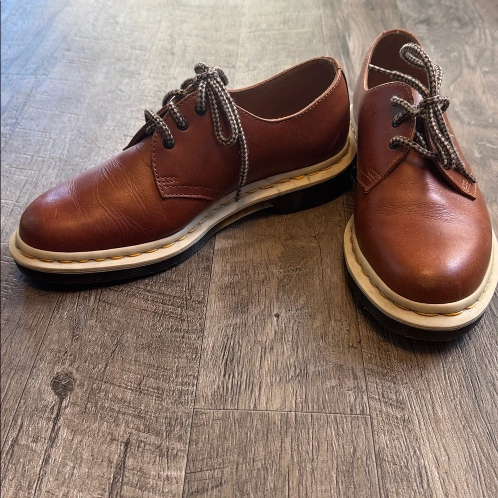 Dr. Martens Brown Leather Derby Shoes with Cream Soles